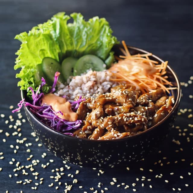 Chicken teriyaki poke bowl